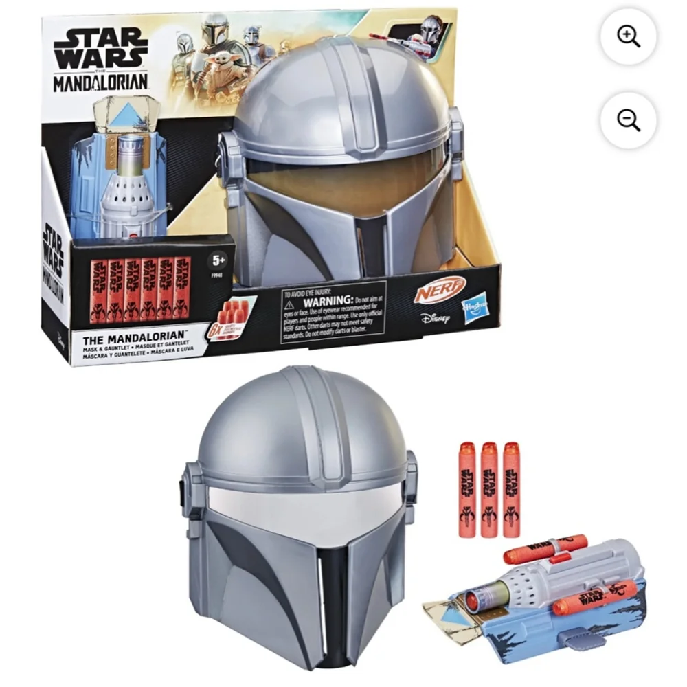 NEW Hasbro Mandalorian Mask & Gauntlet One Size Silver Blue